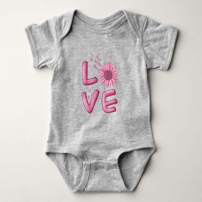 Liebe Pink Sunflower Baby Bodysuit Strampler (Vorderseite)