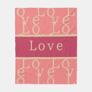 Liebe Pink Typografy Pattern Fleecedecke