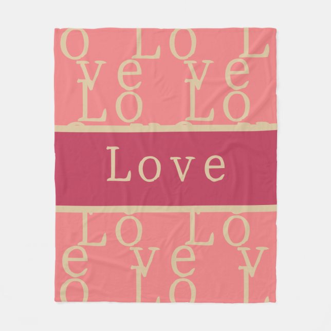 Liebe Pink Typografy Pattern Fleecedecke (Vorderseite)