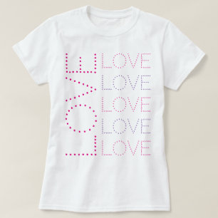 LIEBE Pink und Lavendel Chic gepunktete Typografie T-Shirt