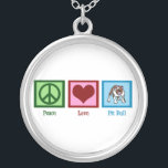 Liebe Pit Bulls Versilberte Kette<br><div class="desc">Ein Friedenszeichen,  ein Herz und ein niedlicher Grubenbull.</div>