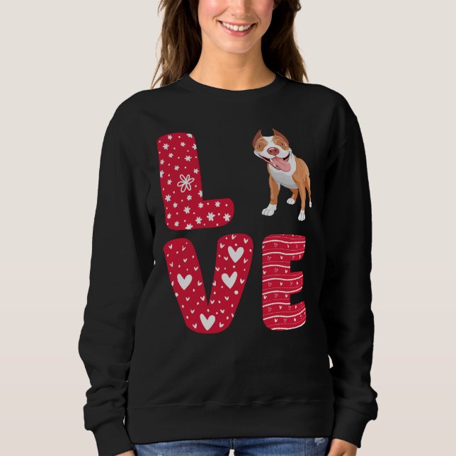 Liebe Pitbull Valentinstag Sweatshirt (Vorderseite)