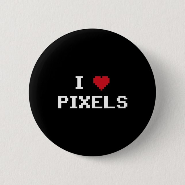 Liebe Pixels C64 Fans Herzspiel Shirt Funny Vide Button (Vorderseite)