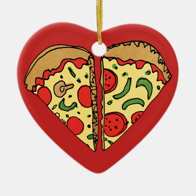 Liebe-Pizza addieren Namen Keramikornament (Vorne)