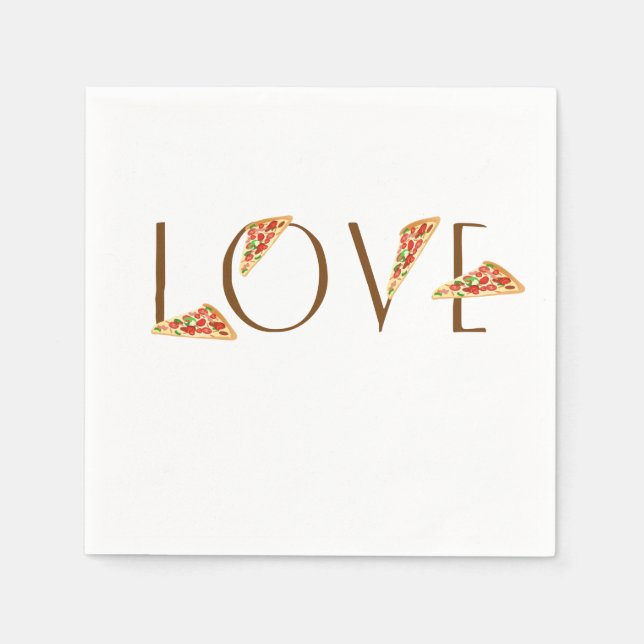 Liebe Pizza Fun Trendy Typografie Serviette (Vorderseite)