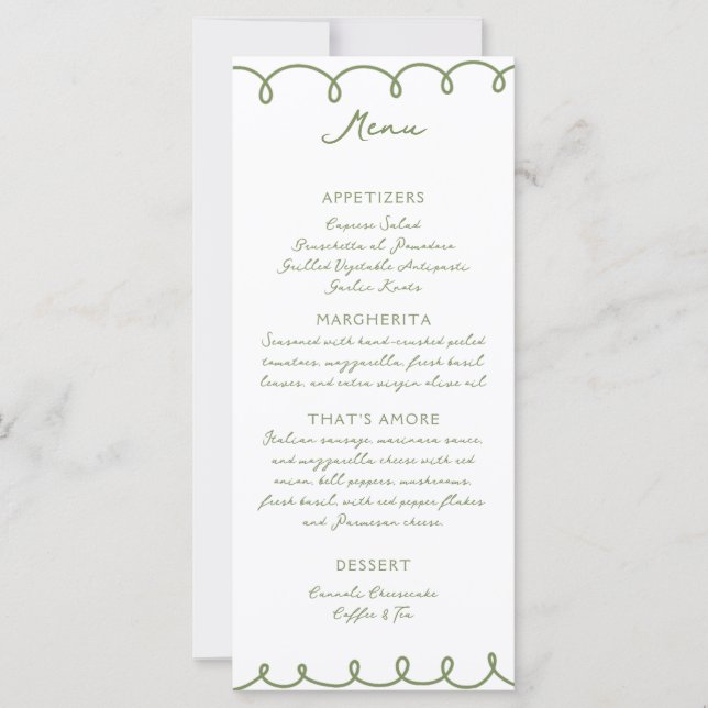 Liebe & Pizza | Whimsical Menu (Vorderseite)