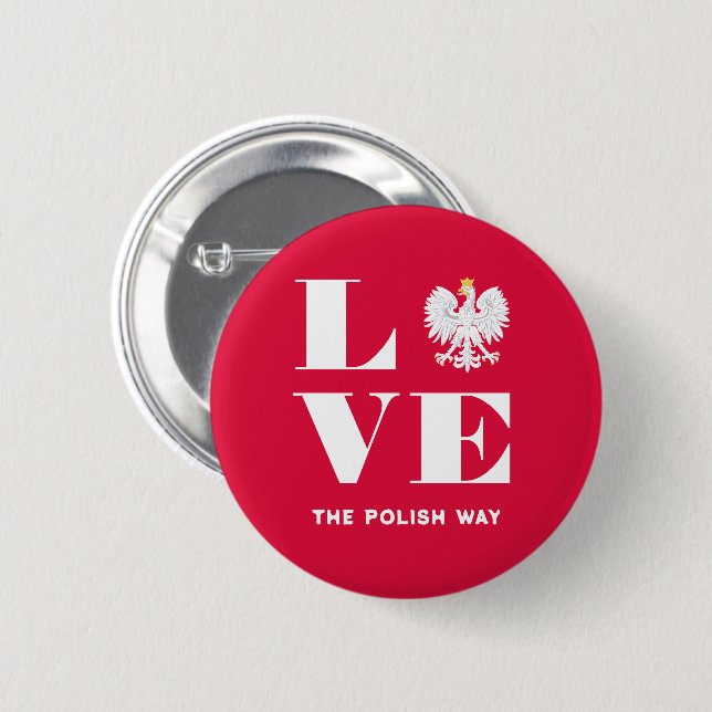Liebe Polnischer Polnischer Weißadler Button (Vorne & Hinten)