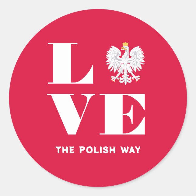 Liebe Polnischer Polnischer Weißadler Runder Aufkleber (Vorderseite)