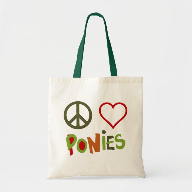 Liebe Ponies Colorful Retro Pferd Tragetasche (Vorne)