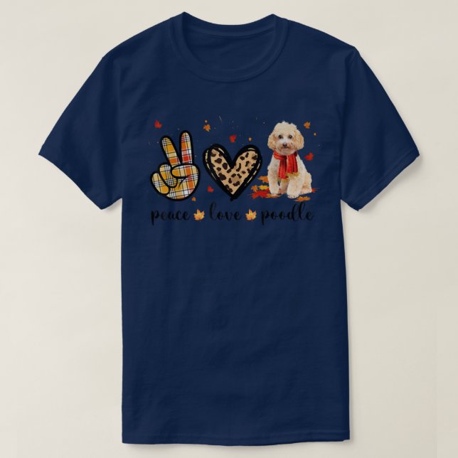 Liebe Poodle Scarf Leopard Herbst Dank T-Shirt (Design vorne)