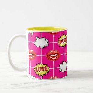 Liebe, Pop Art, von Natasha Us Zweifarbige Tasse