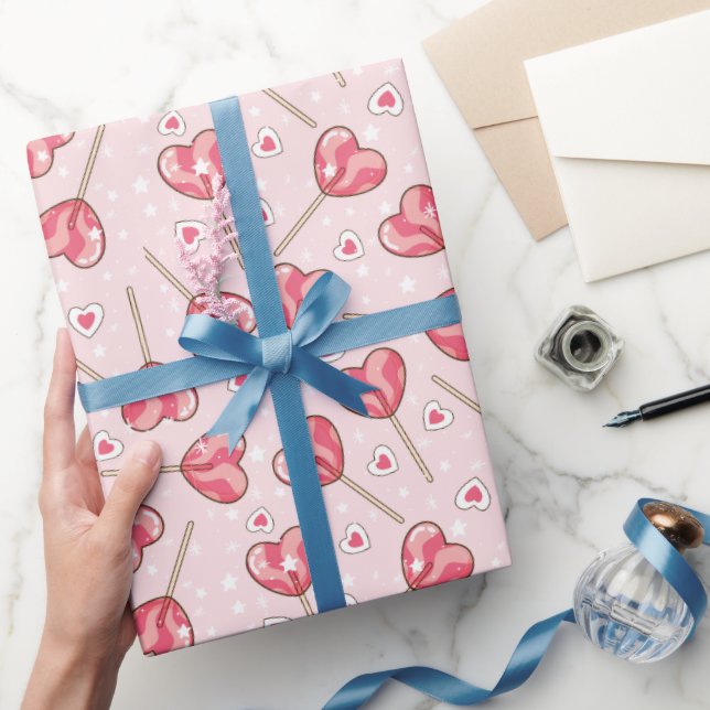 Liebe Pop Retro Valentine's Wrapping Paper Geschenkpapier (Schenken)
