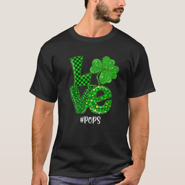 Liebe Pop St Patrick's Day Green Kariert Leopard S T-Shirt (Vorderseite)