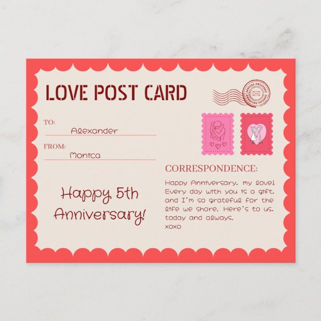 Liebe Post Card Jubiläumsmail Postkarte (Vorderseite)