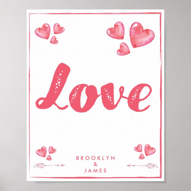 Liebe Poster mit Herz Personalisiert Matte 8x10 (Vorne)