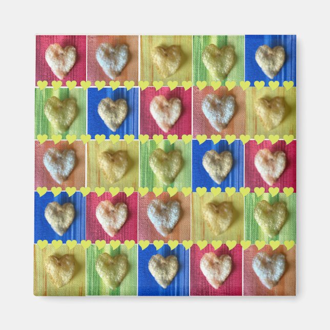 Liebe Potato Chips Rainbow Colors Retro Muster Magnet (Vorne)