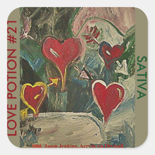 LIEBE POTION #21 SATIVA QUADRATISCHER AUFKLEBER (Vorderseite)