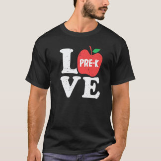 Liebe Pre K Apple Schüler Lehrer T-Shirt