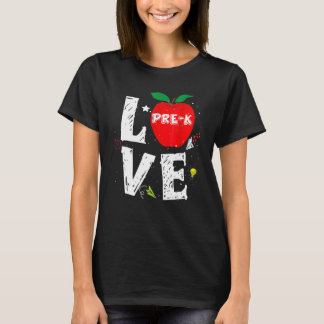 Liebe Pre K Apple Vorschullehrer Studenten Zurück T-Shirt