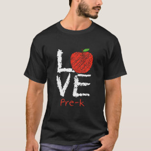 Liebe Pre-K Apple zurück zum Schullehrer T-Shirt