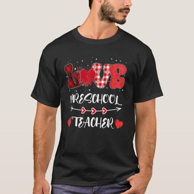 Liebe Preschool Lehrer Heart Leopard Buffalo Karie T-Shirt (Vorderseite)
