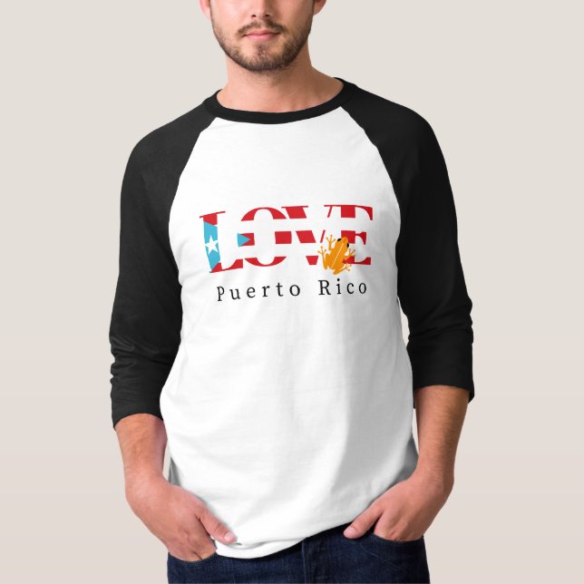 Liebe Puerto Rico 3/4 Sleeve Baseball Raglan Shirt (Vorderseite)