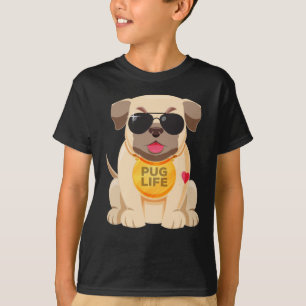 Liebe Pug Welpe Hund Cartoon Jungen T-Shirt
