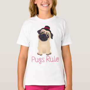 Liebe Pug Welpe Hund Cartoon Mädchen T-Shirt
