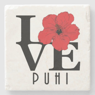 LIEBE Puhi Hawaii Roter Hibiskus Steinuntersetzer