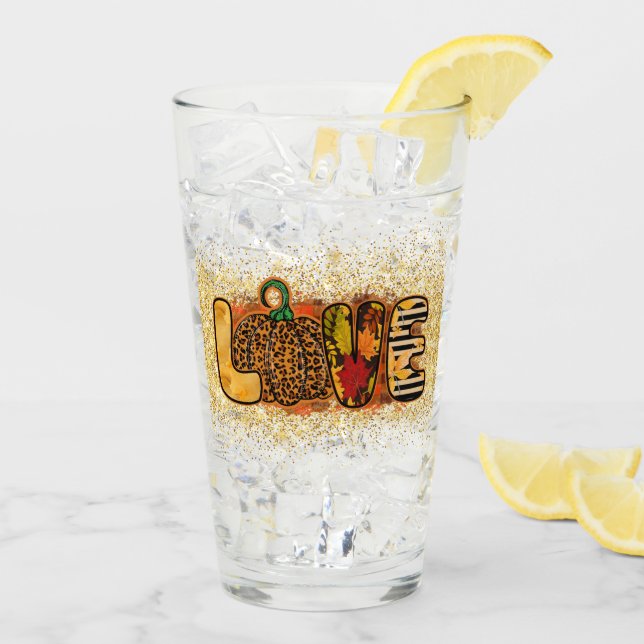 Liebe Pumpkin Autumn Anpassen Glas (Rückseite Ice)