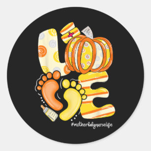 Liebe Pumpkin Footprint Mutter Byby Herbst Herbst Runder Aufkleber