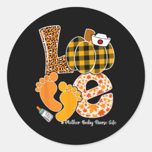 LIEBE Pumpkin Footprint Mutter KinderHalloween Ret Runder Aufkleber