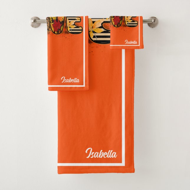 Liebe Pumpkin-Herbst Anpassen von Text und Farbe Badhandtuch Set (Insitu)