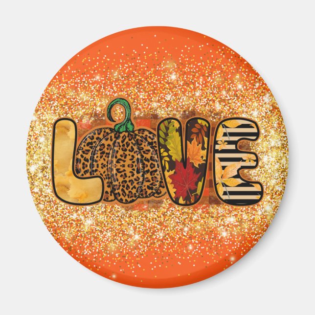Liebe Pumpkin-Herbst Anpassen von Text und Farbe Magnet (Vorne)