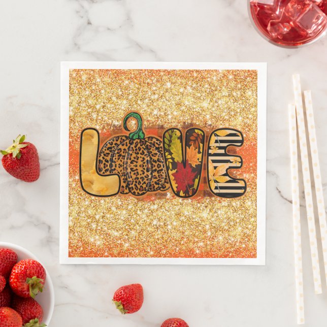 Liebe Pumpkin Herbst Farbe anpassen Serviette (Beispiel)