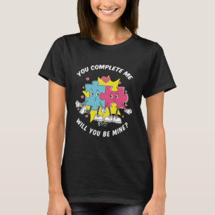 Liebe Puzzle Women Black T-Shirt