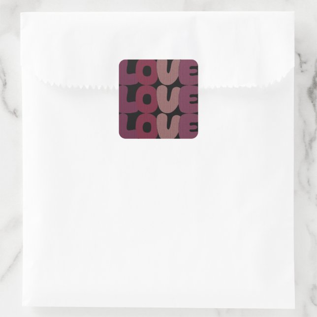 Liebe Quadratischer Aufkleber (Tasche)