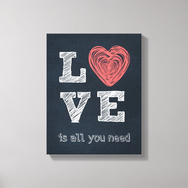 Liebe Quote Typografie Leinwanddruck (Vorderseite)
