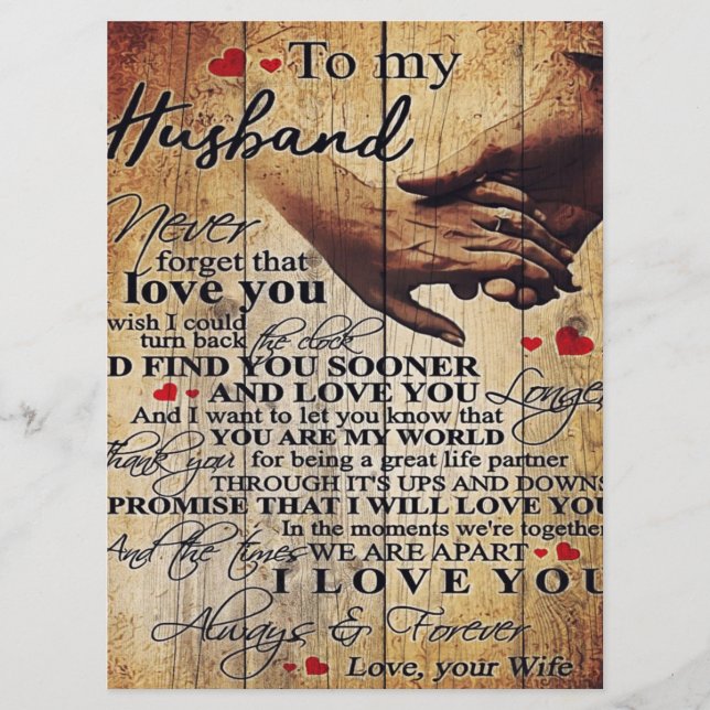Liebe Quotes-Geschenk | An mein Ehemann anwesend | Menükarte (Vorderseite)