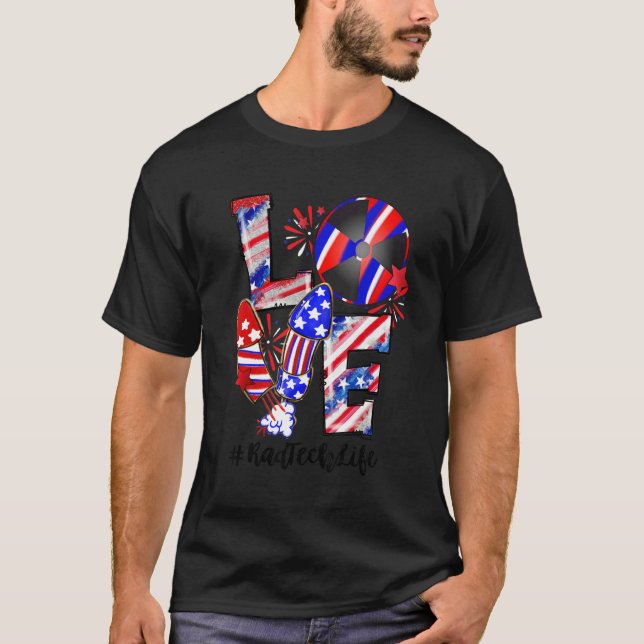 Liebe Radiologie Fireworks Krass Tech Life 4th Jul T-Shirt (Vorderseite)
