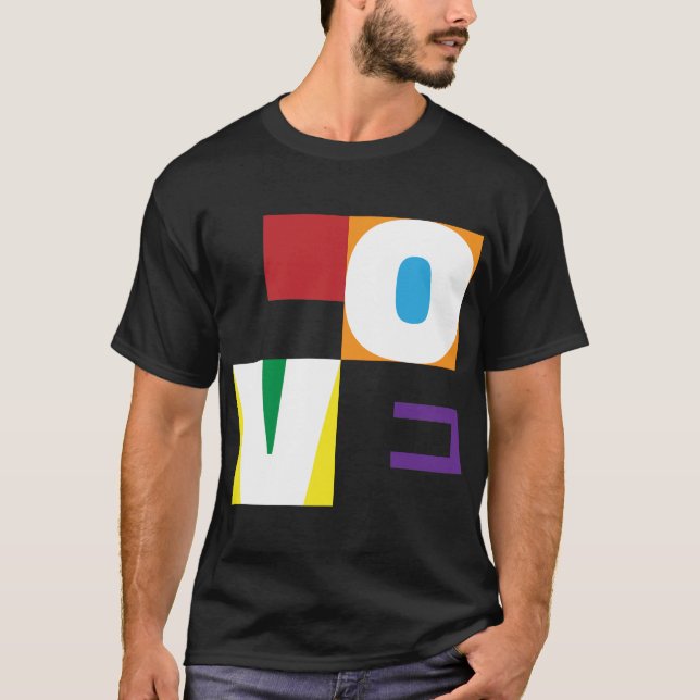 Liebe Rainbow Colors Modern Letter Art Design T-Shirt (Vorderseite)