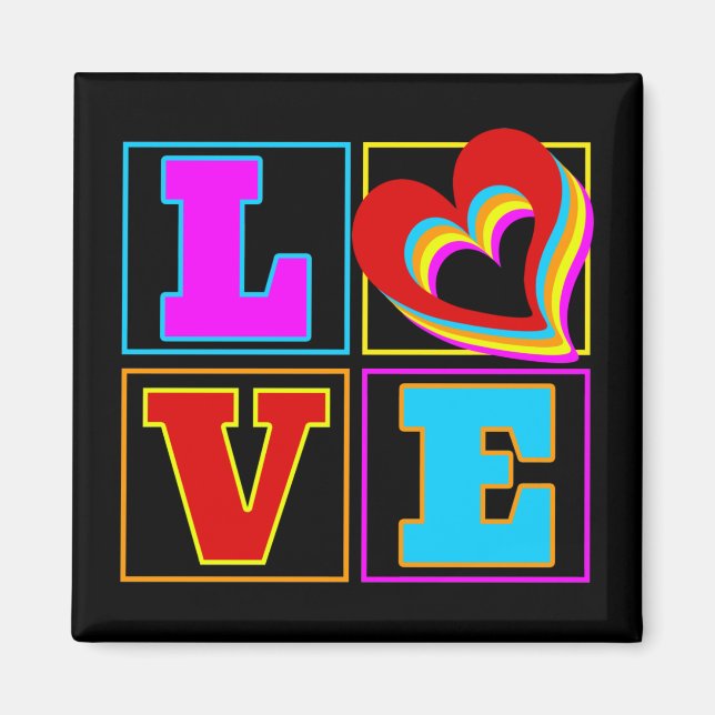 LIEBE RAINBOW FARBIGE HERZEN MAGNET (Vorne)