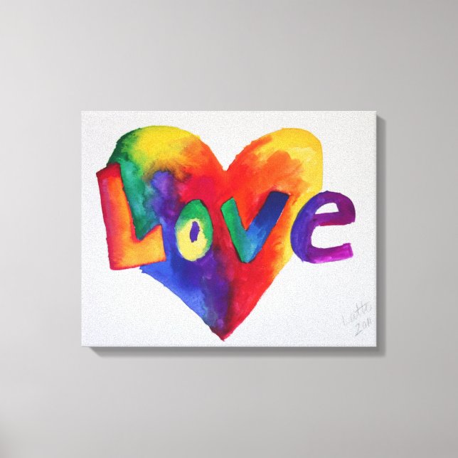 Liebe Rainbow Heart Art Malerei Leinwand Printwerb (Vorderseite)