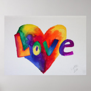 Liebe Rainbow Heart Art Painting Poster Printwerbu