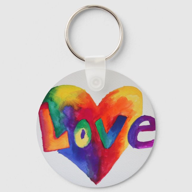 Liebe Rainbow Heart Art Word Malerei Schlüsselanhä Schlüsselanhänger (Vorderseite)