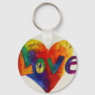 Liebe Rainbow Heart Art Word Malerei Schlüsselanhä Schlüsselanhänger