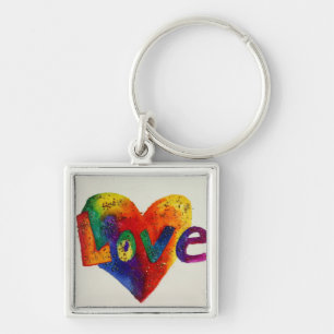 Liebe Rainbow Heart Art Word Malerei Schlüsselanhä Schlüsselanhänger