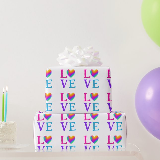 LIEBE Rainbow Heart Geschenkpapier (Partygeschenke)