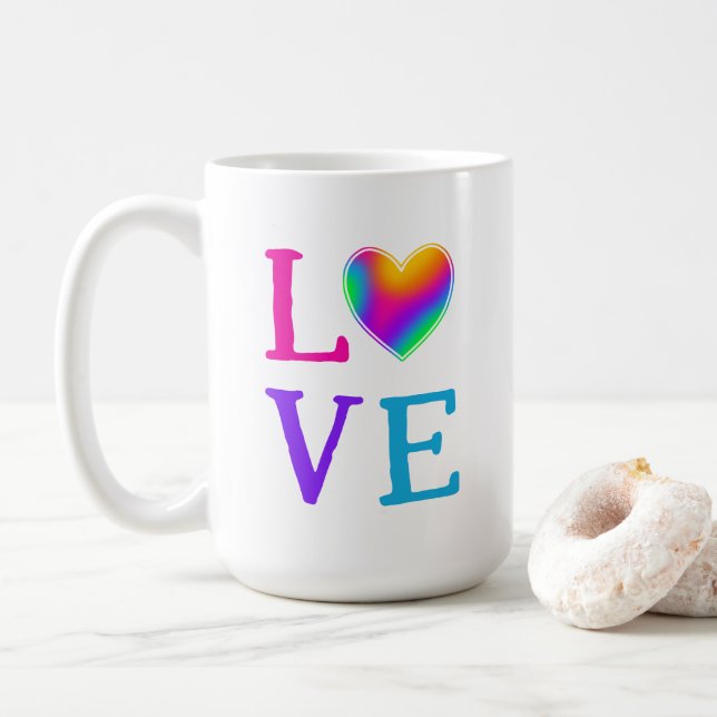 LIEBE Rainbow Heart Kaffeetasse (Mit Donut)