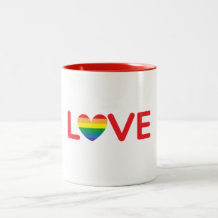 Liebe Rainbow Heart Typografie Zweifarbige Tasse